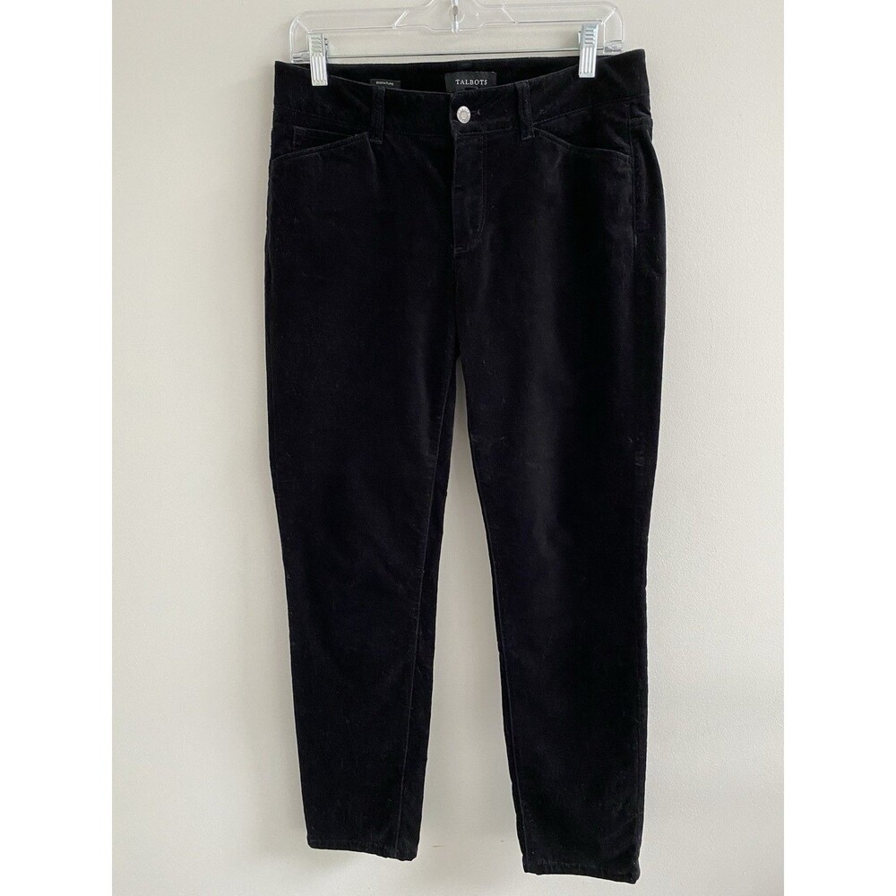 Talbots Black velvet Stretch Straight Leg Dress pants Women’s Size 6 Pockets - Picture 7 of 7